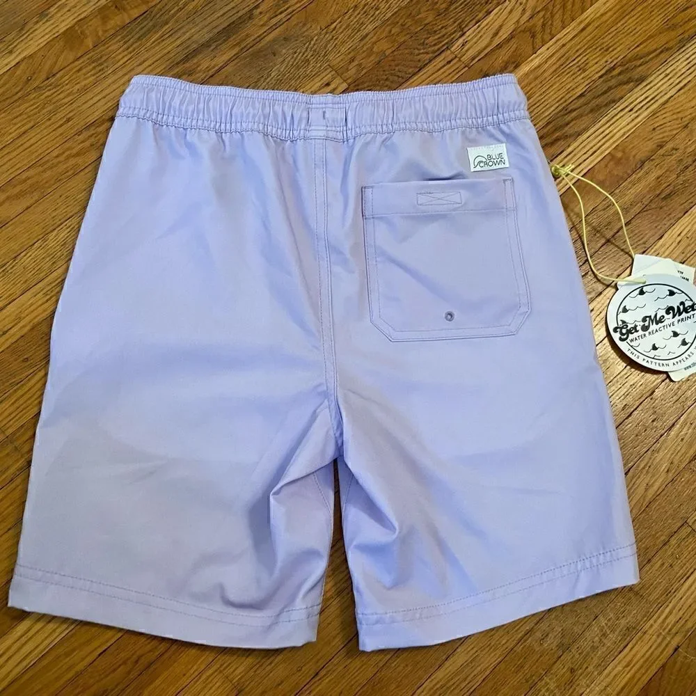 Blue Crown Tilly’s lilac purple change when wet swim trunks NWT